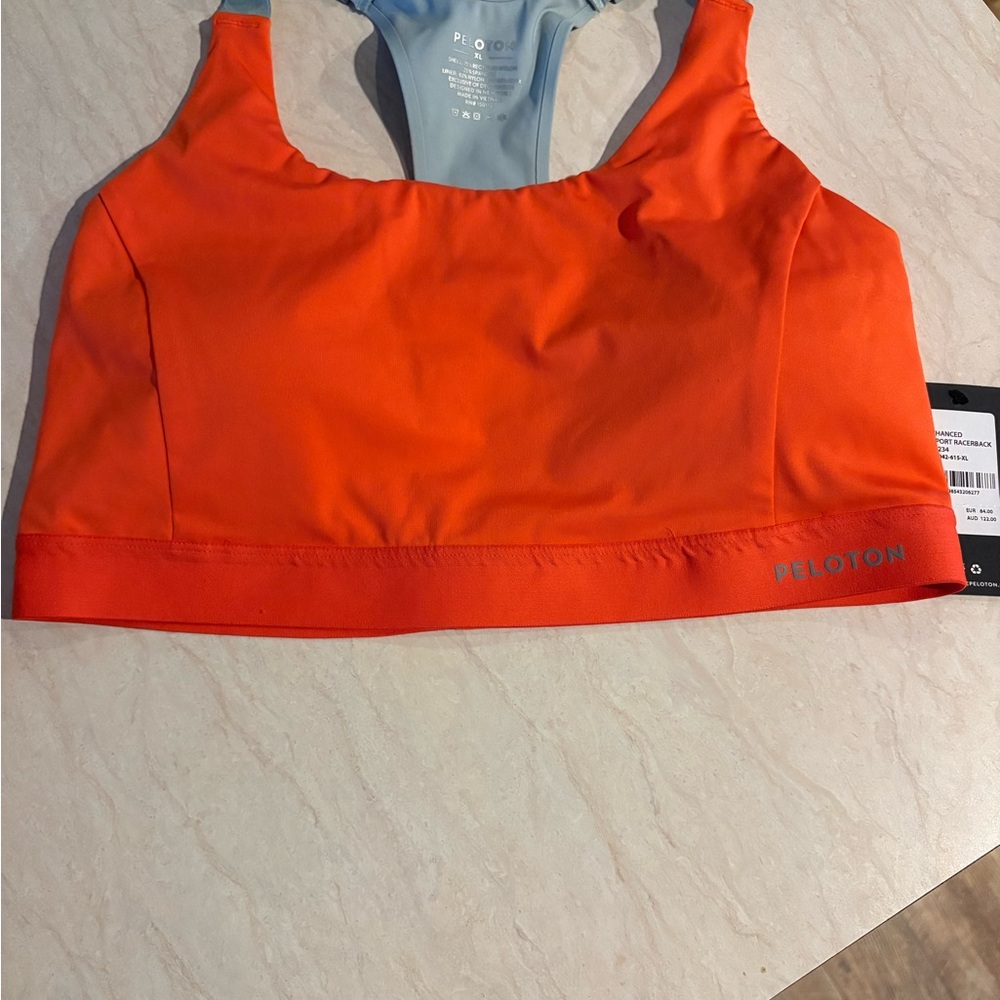 Peloton Bright Orange Enhanced Support Racerback Bra